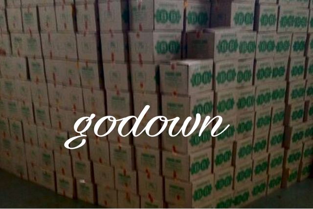 The godown: Cartons ready for dispatch.
